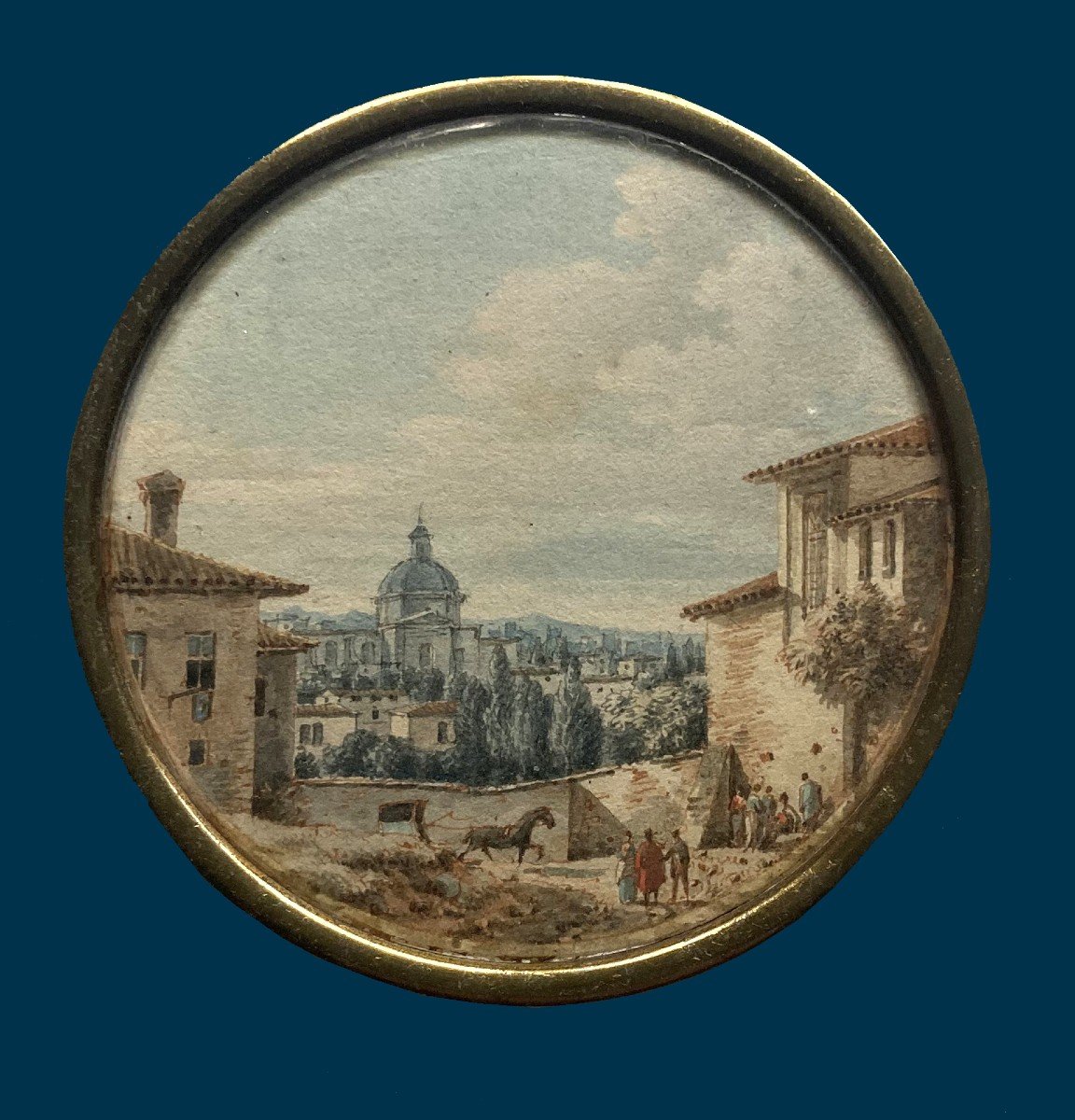 Nicolle Victor-jean (1754-1826) "landscapes Of Rome" 6 Watercolors, Frames Early 19th-photo-4