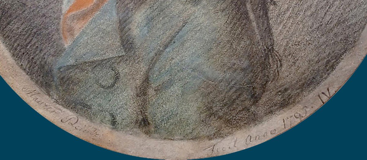 MAURER Hubert (1738-1818) Ecole Allemande "Profil d'un garçon" Dessin/Pierre noire,pastel,signé-photo-4