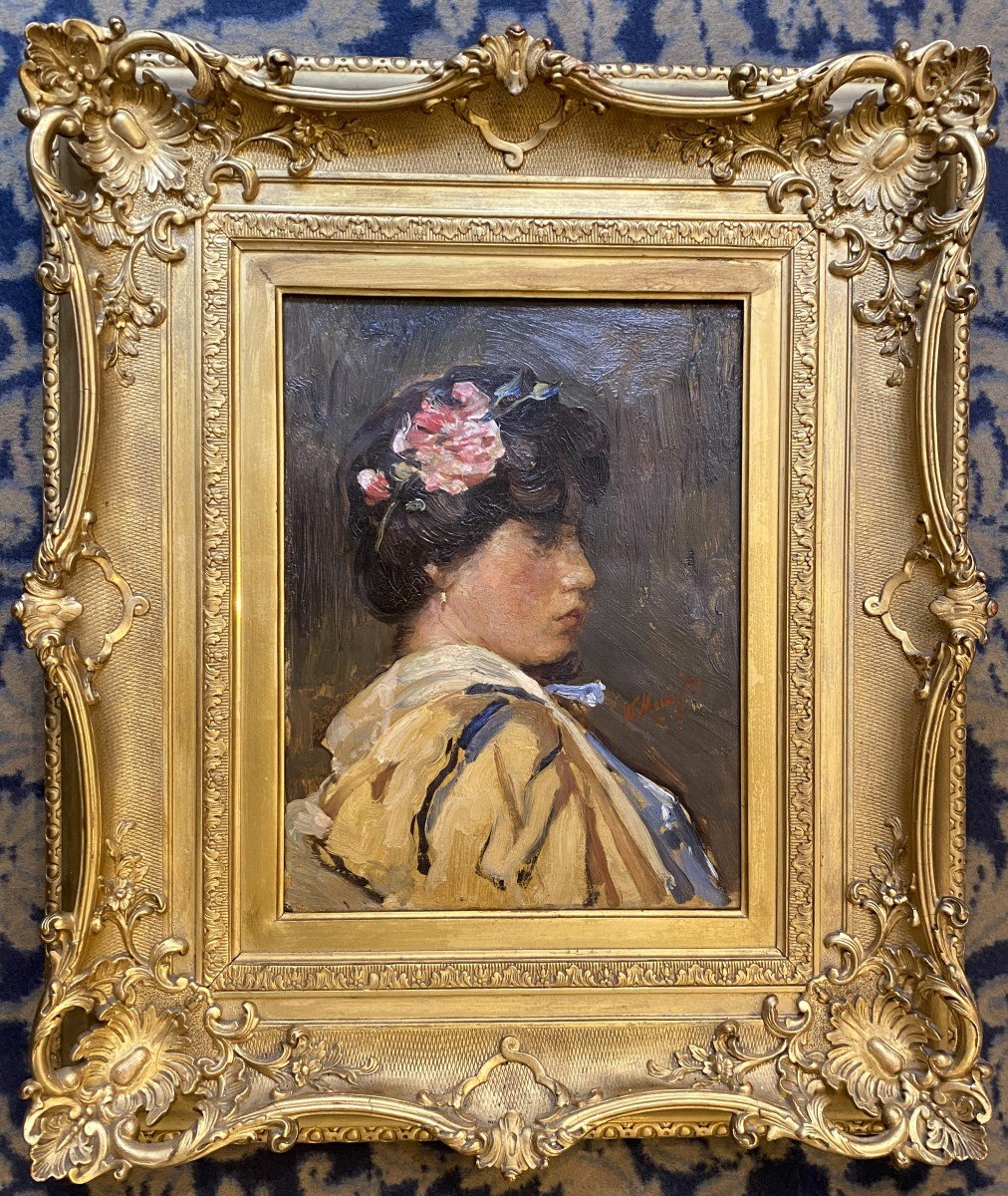 JACOBZOON Willem Maris (1872-1929) "Portrait de Femme Japonisant" Huile/toile, signé, Cadre 19e-photo-4