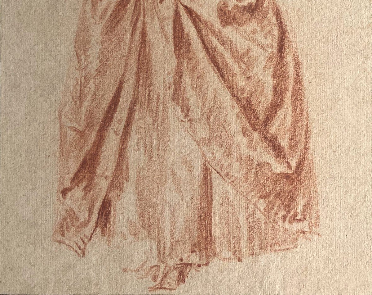 LANCRET Nicolas (1690-1743) "Etude de femme" Dessin au crayon sanguine-photo-3