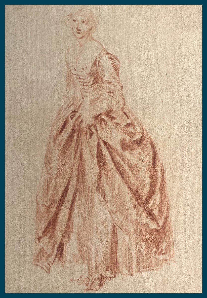 LANCRET Nicolas (1690-1743) "Etude de femme" Dessin au crayon sanguine