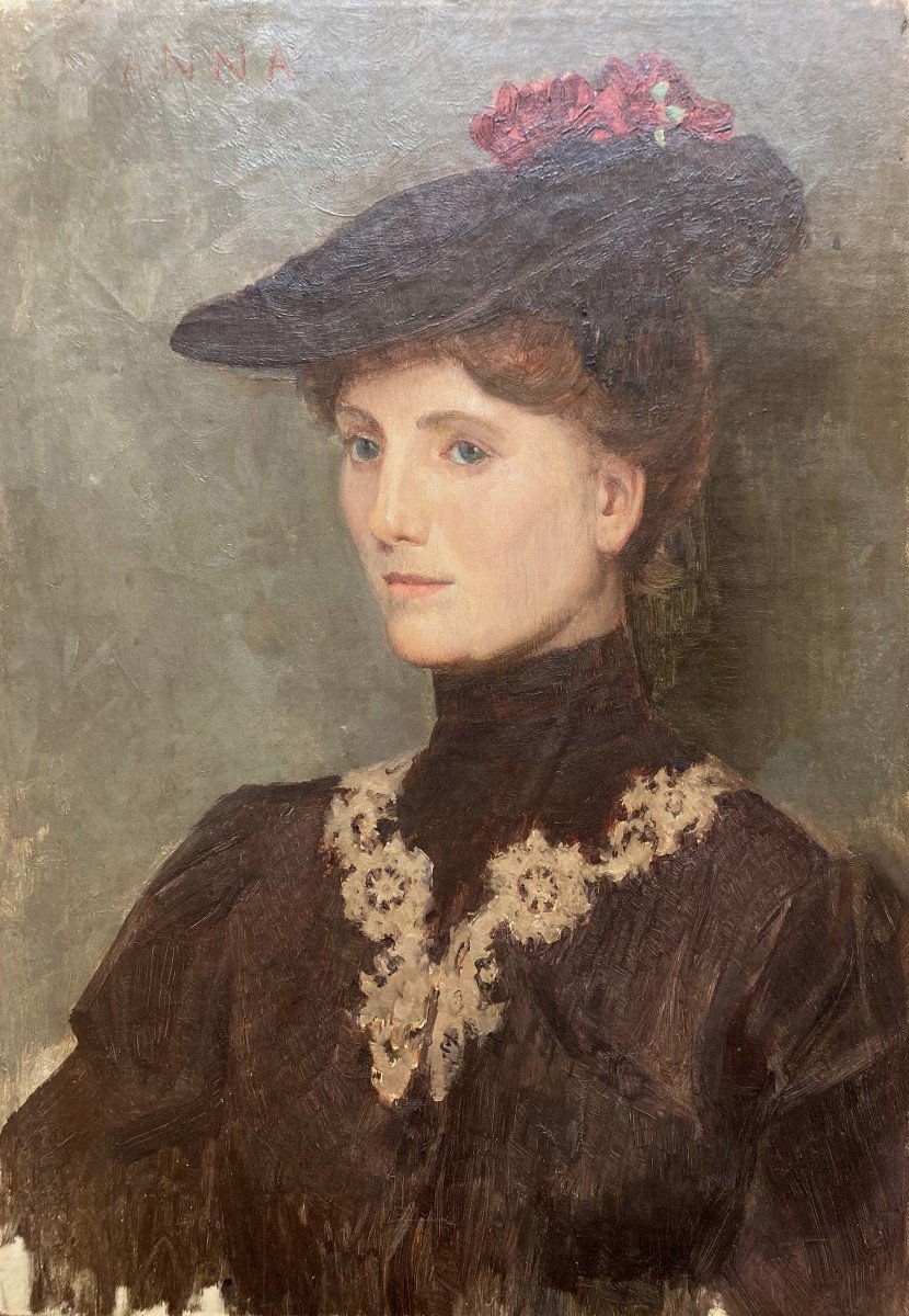 GOENEUTTE Norbert (1854-1894) Attrib à "Portrait présumé femme de l'artiste: Anna" Huile/Toile