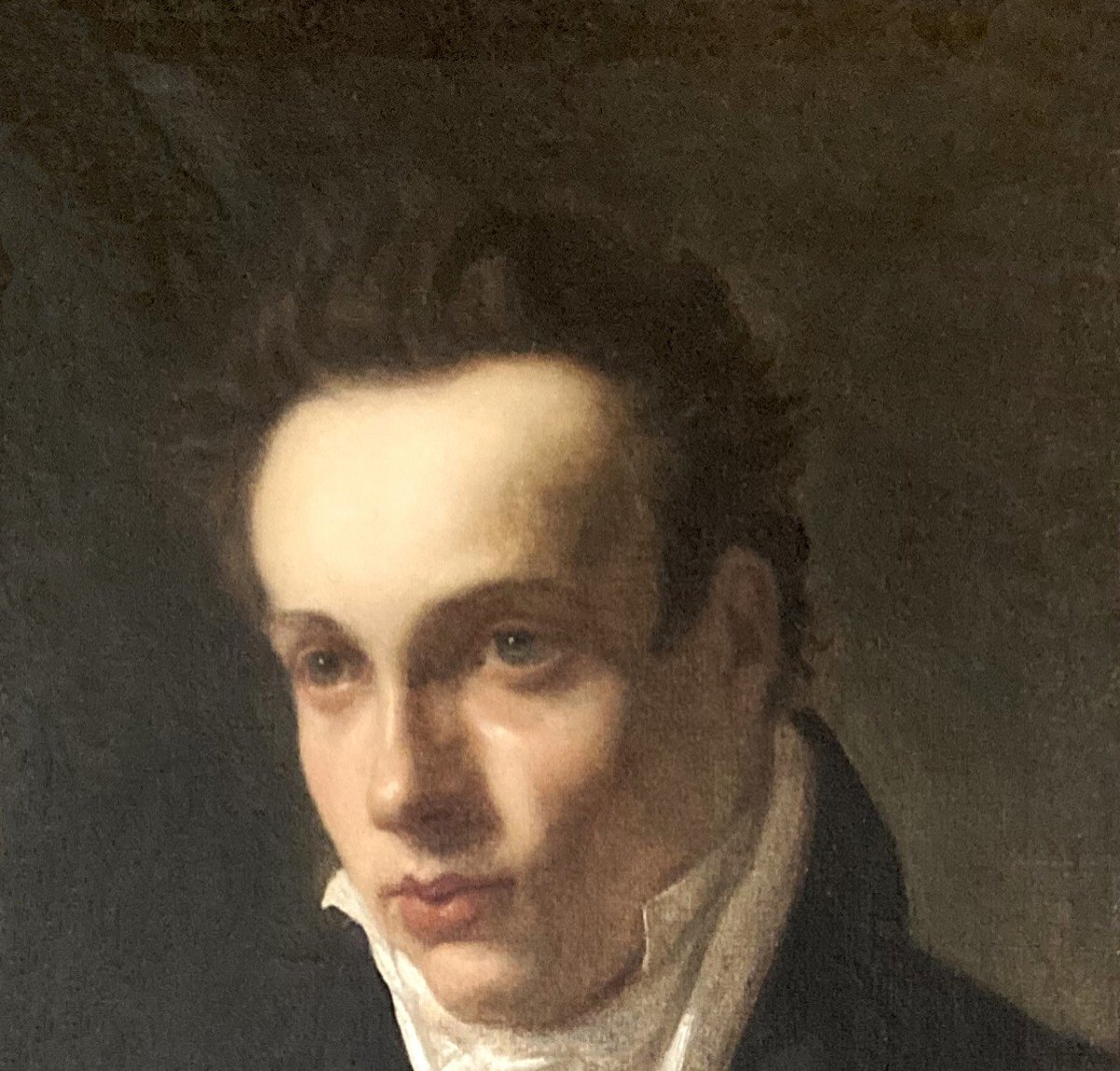 DROLLING Michel Martin (1789-1851) "Portrait de jeune homme"Huile/papier, Provenance, Cadre 19e-photo-2