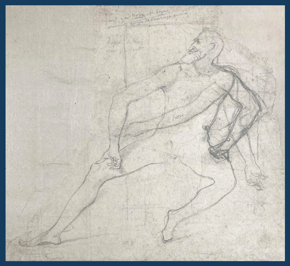 Ingres Jean-auguste Dominique (1780-1867) "henri Iv" Drawing/black Pencil, Provenance, 19th Century Frame