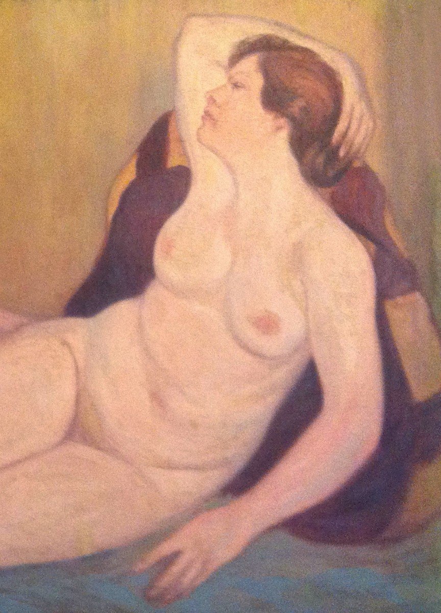 De La Rocha Luis Edouardo (1888-1942) Spanish Painter "naked Women" Large Oil/canvas, Signed-photo-3