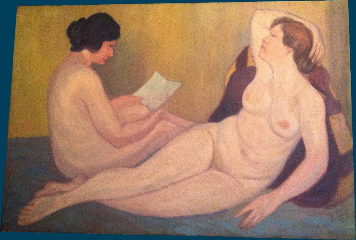 De La Rocha Luis Edouardo (1888-1942) Spanish Painter "naked Women" Large Oil/canvas, Signed