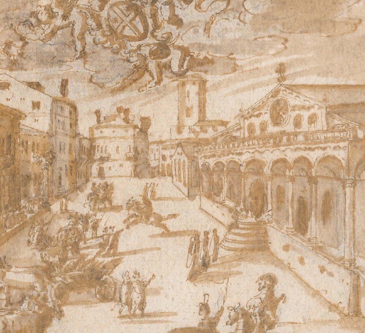 ECOLE DU NORD VERS 1600 "Scène de Fête" Dessin à la plume et au lavis brun-photo-4