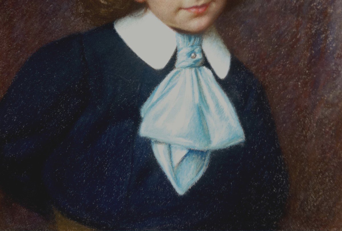 GARINO Angelo (1860-1945), Ecole Italienne, "Portrait d'un enfant" Pastel, Signé, Situé et daté-photo-3