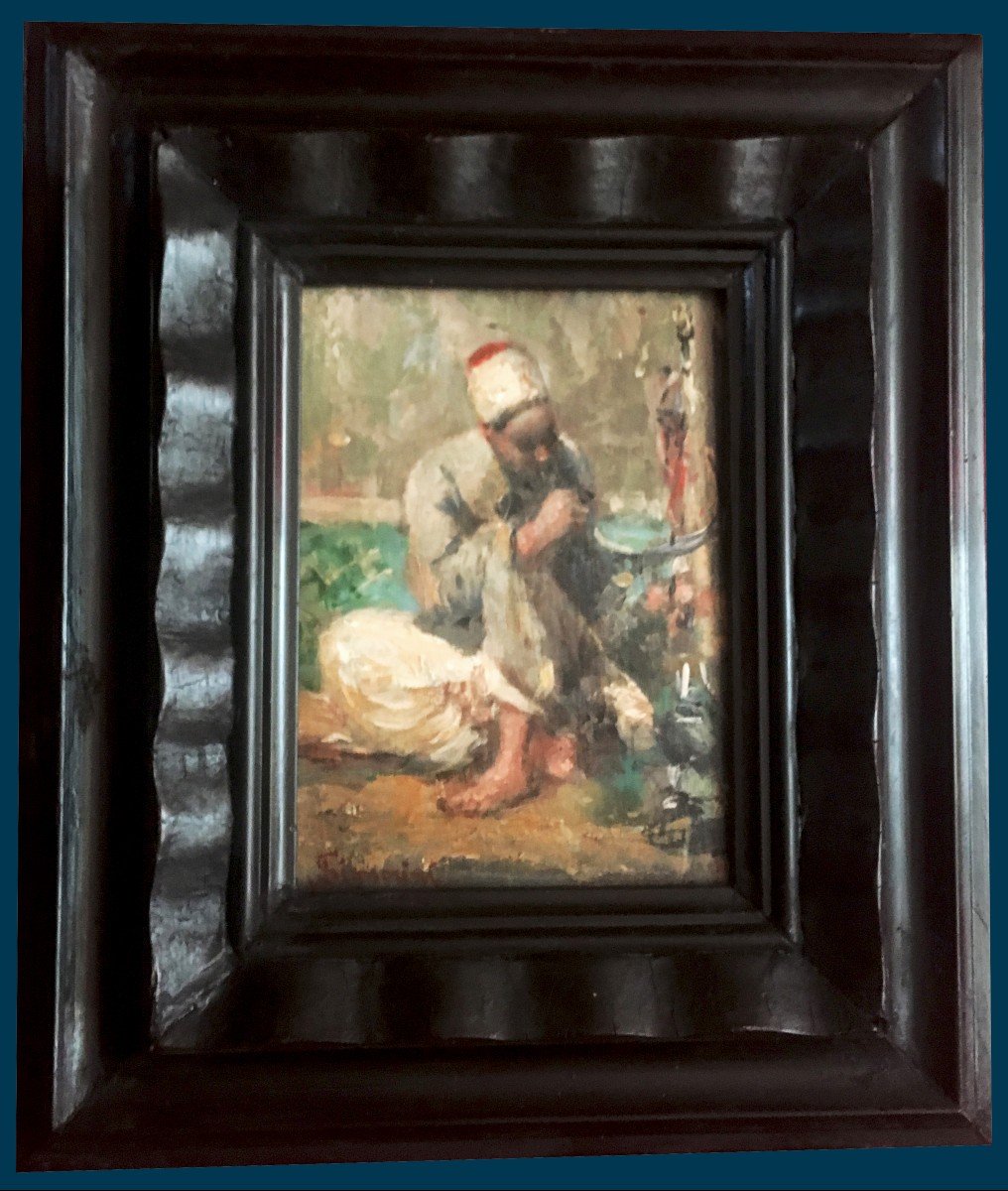 Signorini Giuseppe (1857-1932) "an Oriental" Oil On Panel, Signed, Late 19th Century Frame-photo-2