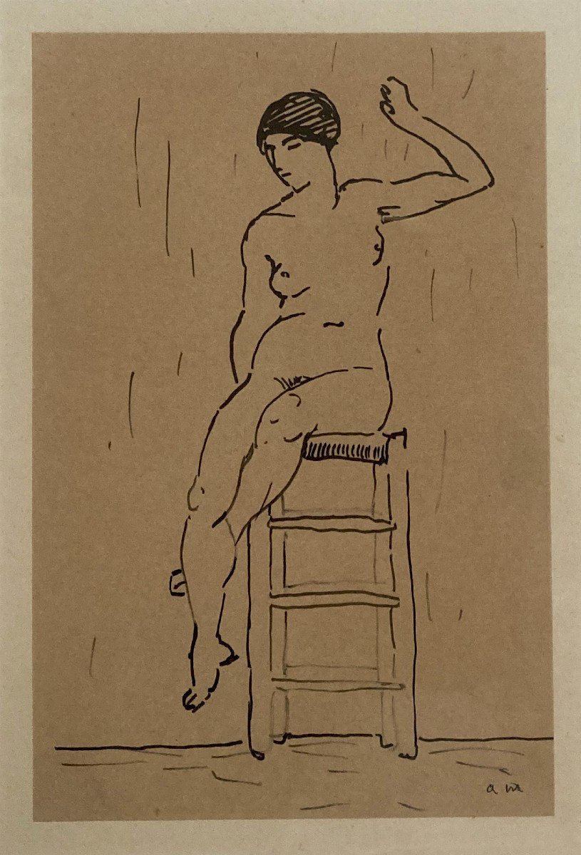 MARQUET Albert (1875-1947) "Nu féminin" Dessin à l'encre, Signé du monogramme