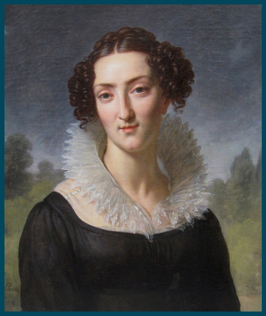 PAJOU Jacques Augustin (1766-1828) "Portrait de jeune femme" Huile/toile, Signé,daté, Cadre 19e-photo-2