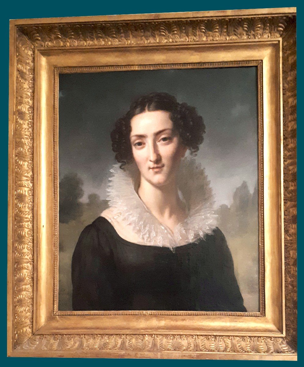 PAJOU Jacques Augustin (1766-1828) "Portrait de jeune femme" Huile/toile, Signé,daté, Cadre 19e