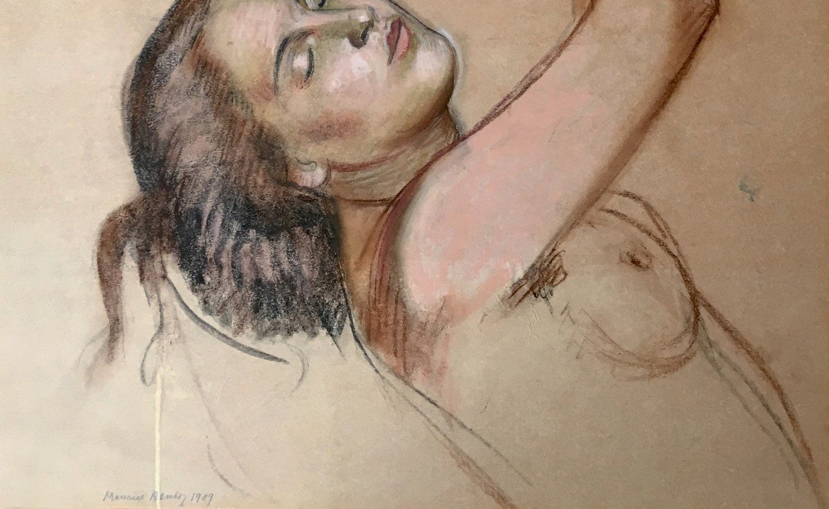 Denis Maurice (1870-1943) "psyche Taken To Heaven By Love" Pastel, Signed, Dated, Modern Frame-photo-4