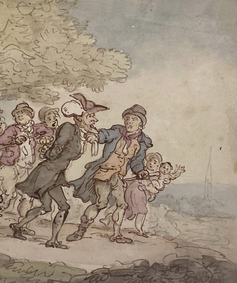 ROWLANDSON Thomas (1756-1827) "Personnages" Dessin/Plume et aquarelle,Provenance/Album Amicorum-photo-4