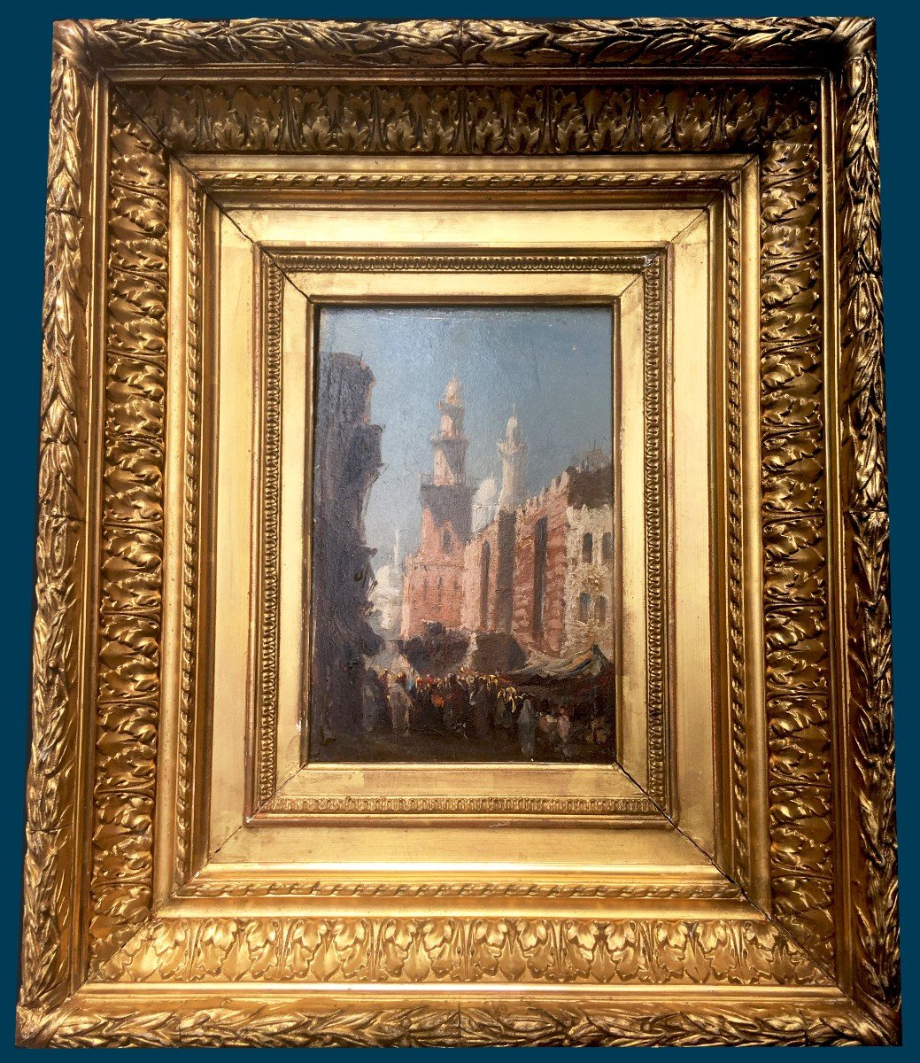 Crapelet Louis-amable (1822-1867) "oriental Landscape" Oil On Panel, Signed, Its 19th Century Frame