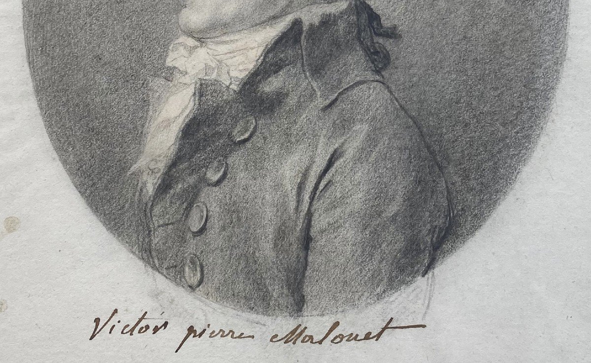 Guérin Jean Urbain (1761-1836) "portrait Of Pierre-victor Malouët" Drawing/black Chalk, Annotated-photo-3