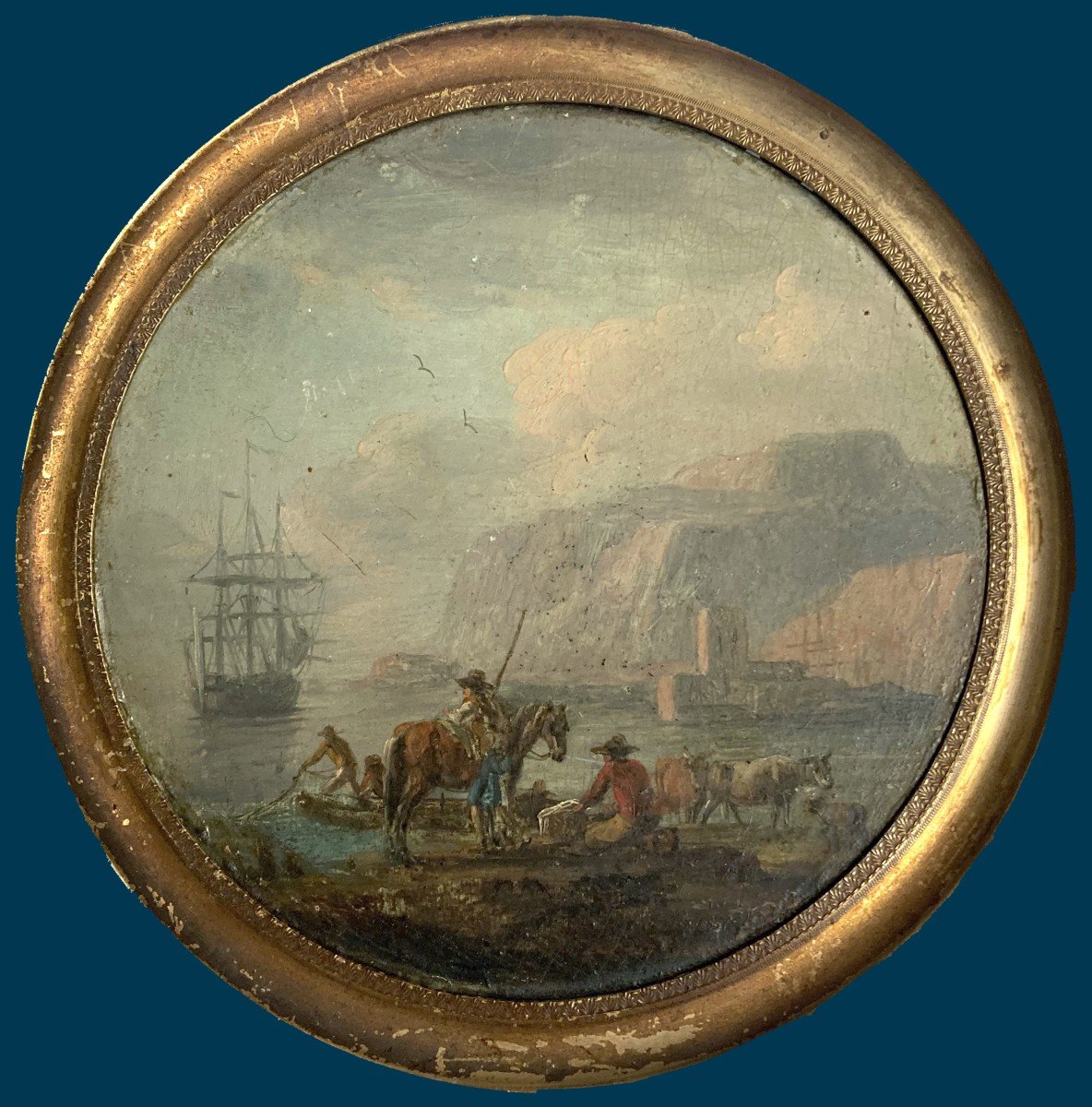 Lacroix De Marseille Charles François (1700-1782) Attributed To "seascape" Oil/panel,frame 18th