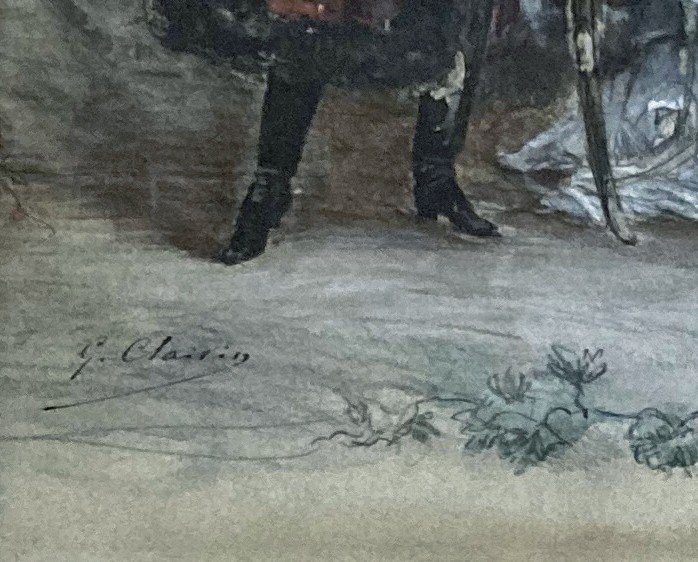 Clairin Georges (1843-1919) "russian Noble Family" Drawing/black Pencil, Watercolor, Gouache, Signed-photo-4