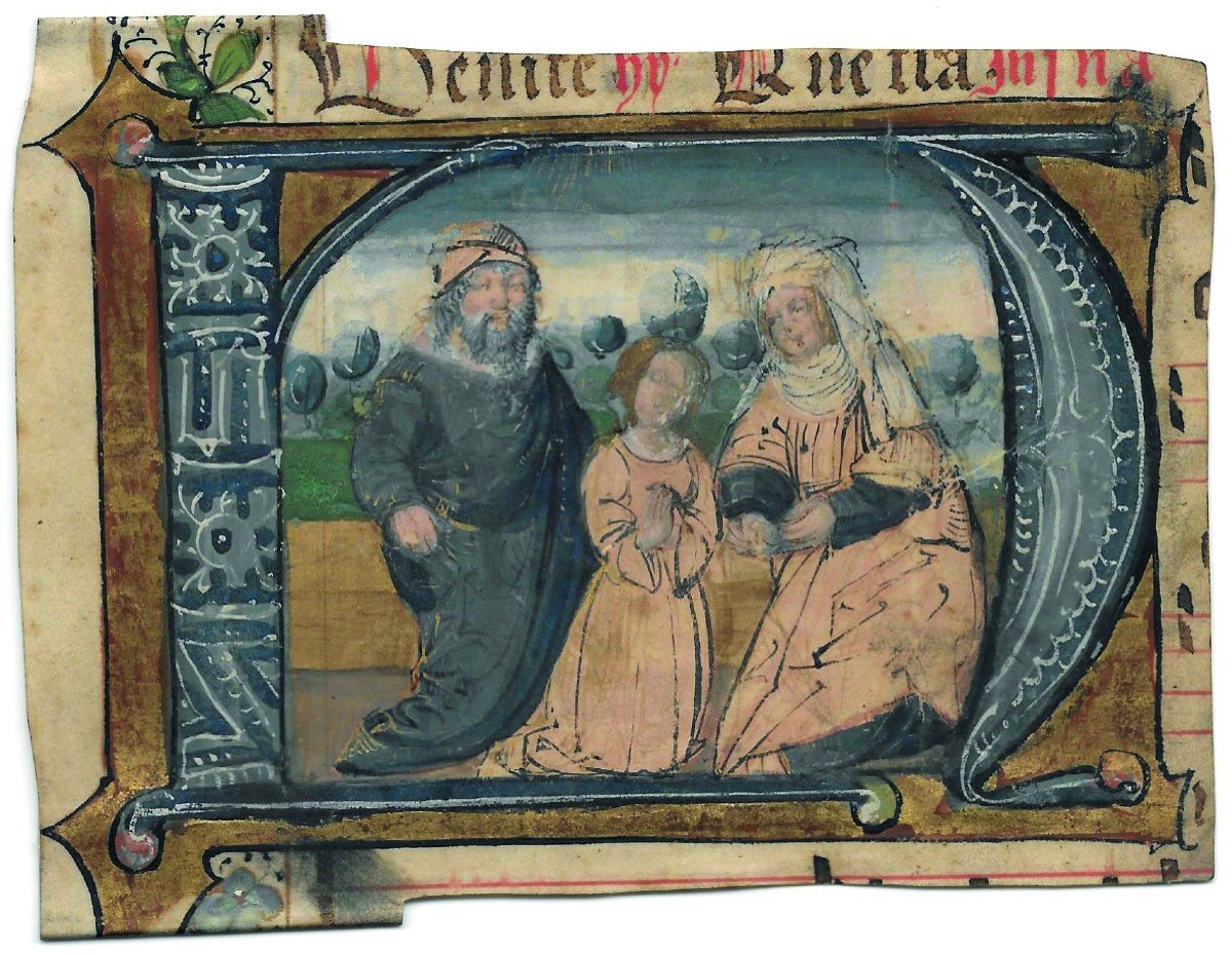 ECOLE FRANÇAISE 15E SIECLE "La Vierge, Sainte Anne et Saint Joachim" Enluminure, Gouache/Vélin-photo-4