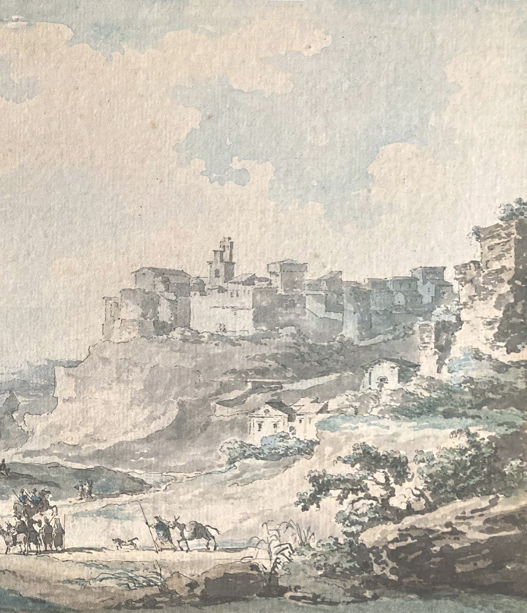 Desprez Louis-jean (1743-1804) "strongoli Near The Ruins Of Petilia, Sicily" Drawing/pen, Wash-photo-3