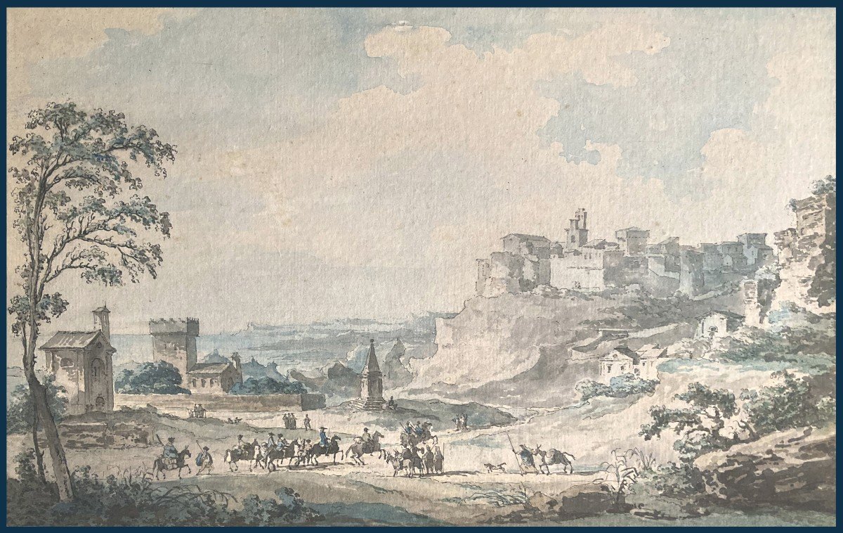 Desprez Louis-jean (1743-1804) "strongoli Near The Ruins Of Petilia, Sicily" Drawing/pen, Wash