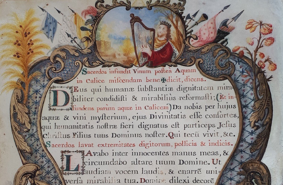 French School Early 18th Century "illuminated Page" Illumination/gouache On Vellum-photo-3