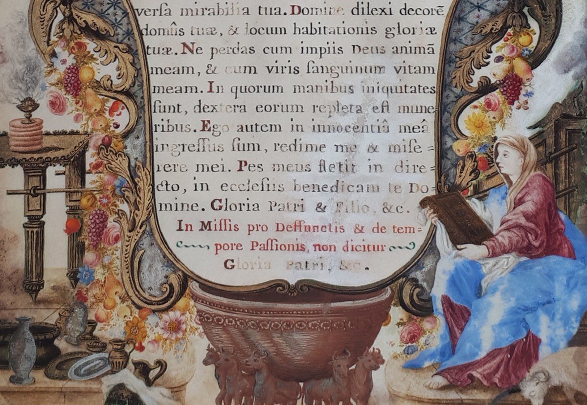 French School Early 18th Century "illuminated Page" Illumination/gouache On Vellum-photo-4