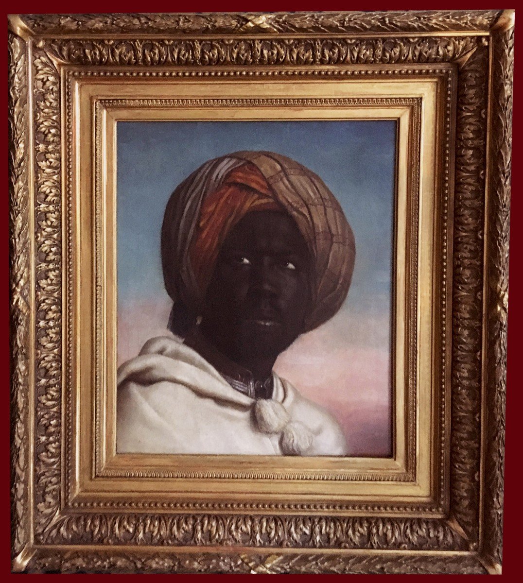 French School 19th, Suggested Attribute/horace Vernet (1789-1863) "portrait Of A Moor" Oil/canvas-photo-2