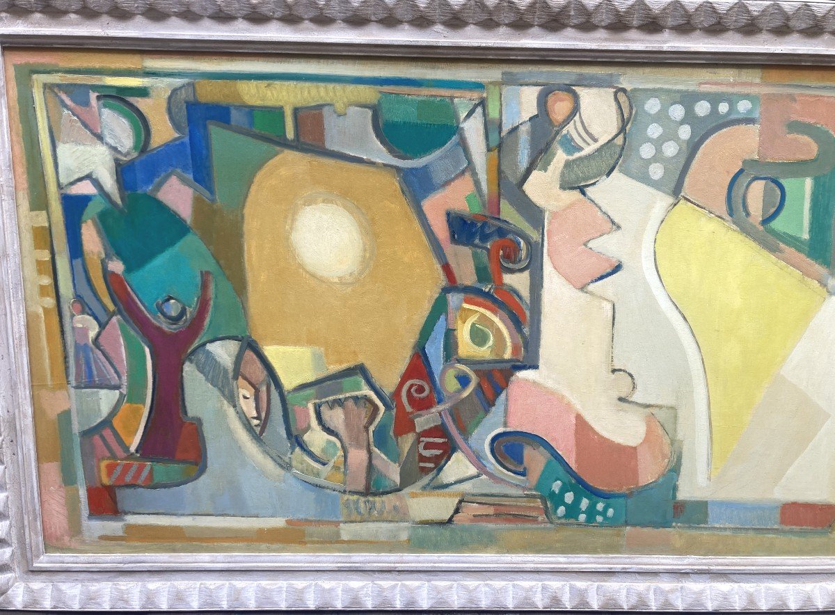 Firpo Walter (1903-2002) "large Abstract Geometric Composition" Oil/panel, Signed & Dated-photo-3