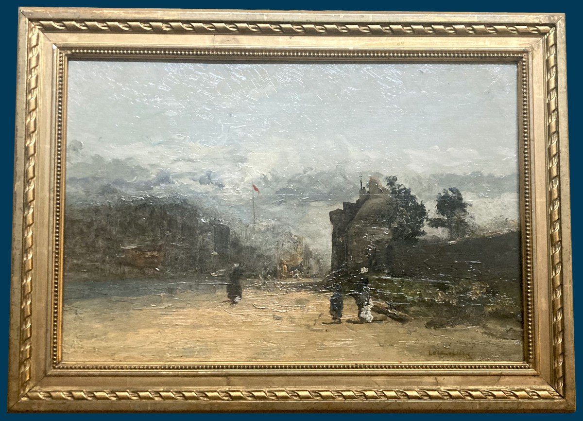 Loir Luigi (1845-1916) "street Scene" Oil On Panel, Signed