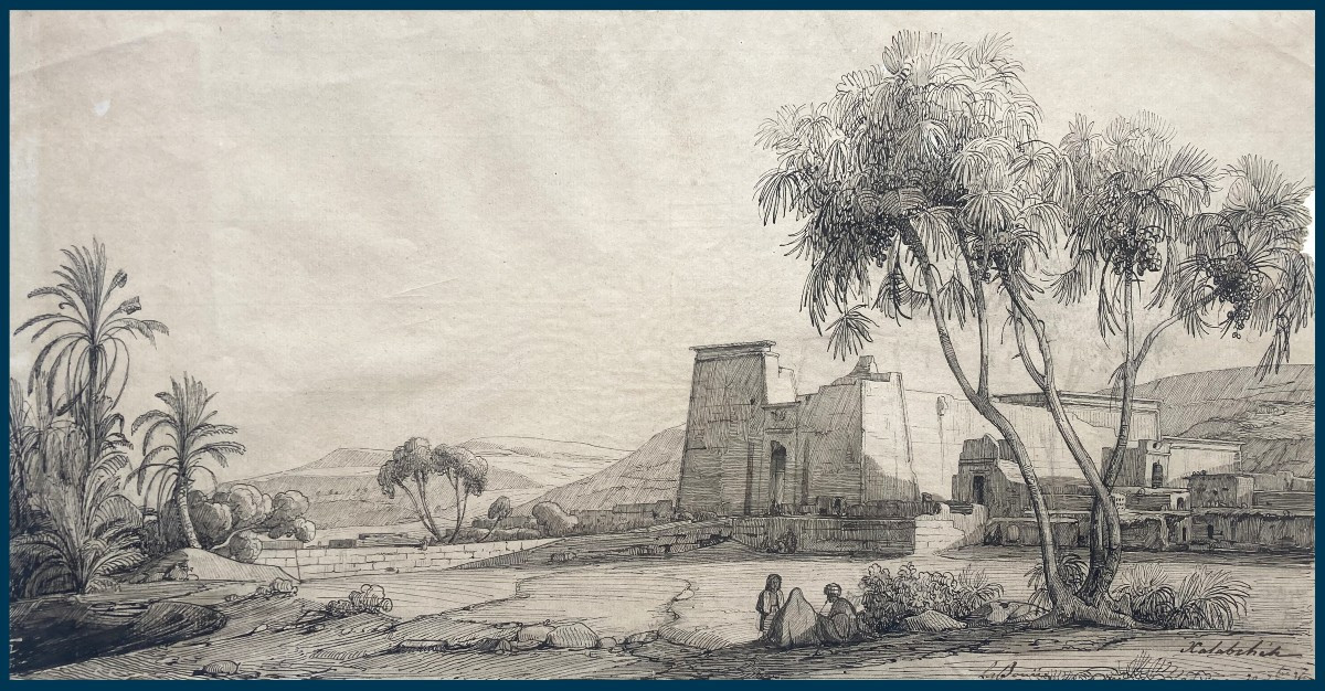 DE GAZEAU Gabriel, Conte DE LA BOUERE (1800-1881) "Egypte" Dessin à la plume, daté