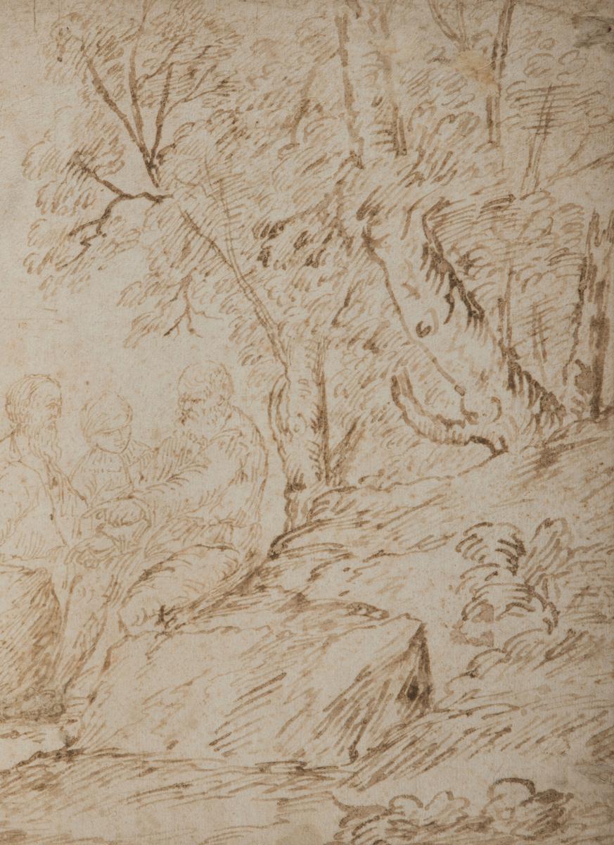 "bélisaire At The Bulgarians Camp" Drawing Pen And Brown Wash, 17th Century Italian School-photo-3