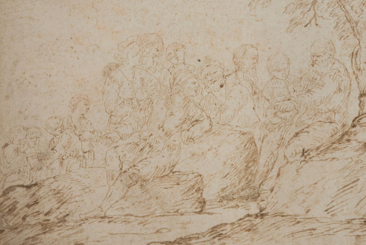"bélisaire At The Bulgarians Camp" Drawing Pen And Brown Wash, 17th Century Italian School-photo-4