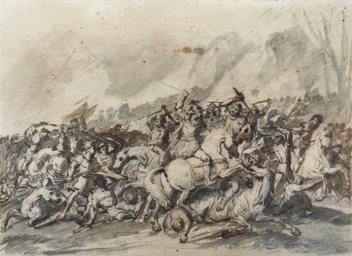 "cavalry Shock (2)" Jacques Gamelin, Attributed To, Drawing