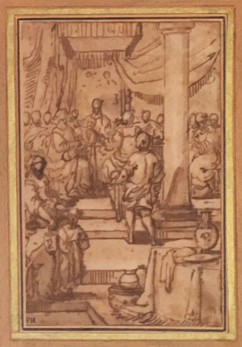 ECOLE ITALIENNE 16E SIECLE "Scène de l'Histoire ancienne" Dessin/Plume & lavis brun,Van Haecken