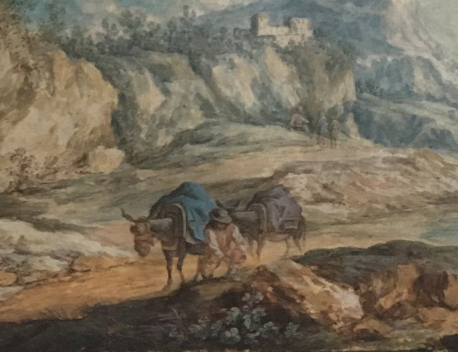 ECOLE DU NORD VERS 1700 "Paysan et ses deux ânes" Dessin/Aquarelle et gouache-photo-4