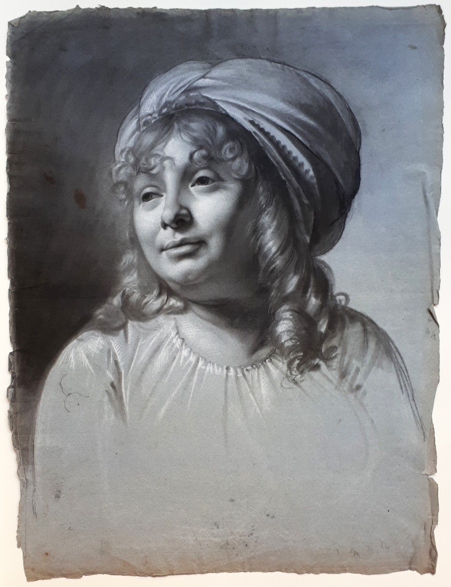 Van Risambourg Nicolas Fabien (1797-1866) Attributed To "portrait Of A Child" Drawing/black Pencil-photo-4