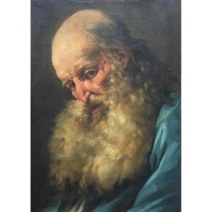 Hallé Noel (1711-1781) Attr. To"bearded Man, Head Down" Oil/paper Mounted On Canvas, 18th Frame