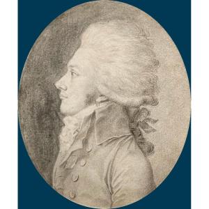 GUERIN Jean-Urbain (1761-1836) "Portrait d'Alexandre DE LAMETH" Dessin à la pierre noire