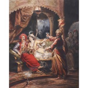 Bazin Charles Louis (1802-1859) "orientalist Scene", Watercolor, Signed