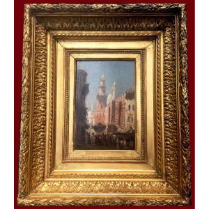 Crapelet Louis-amable (1822-1867) "oriental Landscape" Oil On Panel, Signed, Its 19th Frame