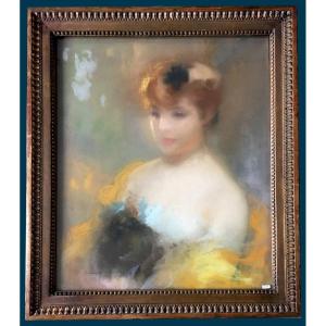 Guirand De Scevola Lucien Victor (1871-1950) "an Elegant Woman" Pastel Drawing, Signed