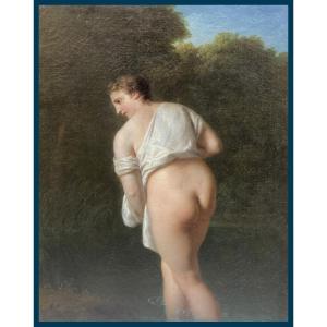 French School Circa 1800, Suggested Attribution Regnault "naked Woman From Behind" Oil On Canvas