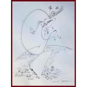 Masson André (1896-1987) "le Soc" Drawing/black Ink, Signed, Provenance/louise Leiris Gallery