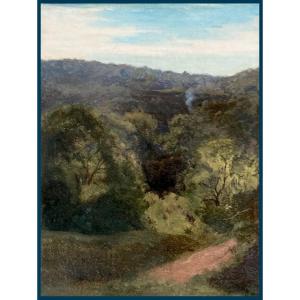 Flandrin Paul (1811-1902) Pupil Of Ingres"wooded Landscape" Oil/paper, Provenance, 19th Frame