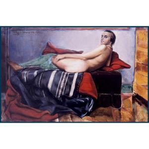 WAROQUIER DE Henry (1881-1970) "Nu au divan,1920"(Portrait Mme de Waroquier) Huile/toile, Signé