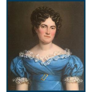 CHERADAME Sophie Née BERTAUD (1793-1829)"Portrait femme" Huile/toile,Signé,Daté,Cadre d'origine
