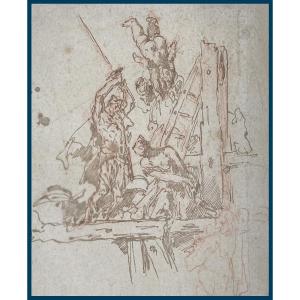 DIZIANI Gaspare (1689-1767)"Martyr de Ste Eurosia"Dessin/Crayon sanguine,plume,lavis,Provenance