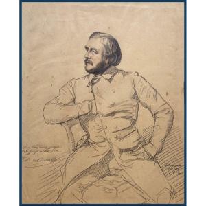 LEHMANN Henri (1814-1882) "Baron de Courteilles"Dessin/Crayon noir et sanguine,Signé,Provenance