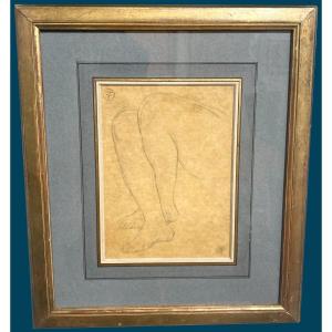 INGRES Jean-Auguste Dominique (1780-1867) "Etude de jambes" Dessin/Crayon noir,Provenance,Cadre